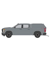 Greenlight Collectibles 1/64 2023 Silverado 1500 w/ Camper Shell Gray Blue Collar