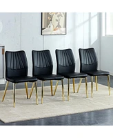 Simplie Fun Black Pu Medieval Modern Dining Chairs