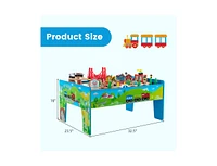 Slickblue 80-Piece Wooden Train Set and Table