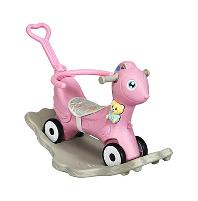 Slickblue 4 in 1 Baby Rocking Horse with Music-Pink