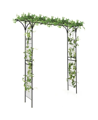 Slickblue 81 Inch Garden Arbor Metal Archway for Climbing Plants-Black