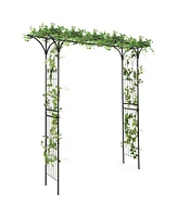 Slickblue 81 Inch Garden Arbor Metal Archway for Climbing Plants-Black