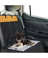 Slickblue Dog Car Seat Cover with Mesh Window for Small and Medium Dogs-Black