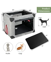 Slickblue 3-Door Dog Crate with Removable Pad and Metal Frame