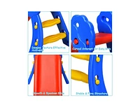 Slickblue 2 Step Indoors Kids Plastic Folding Slide with Basketball Hoop