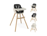 Slickblue Kids 3-in-1 Convertible Wooden High Chair with Cushion-Light Gray