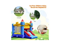 Slickblue Castle Slide Inflatable Bounce House with Ball Pit and Basketball Hoop