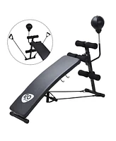 Slickblue Adjustable Incline Curved Workout Fitness Sit Up Bench