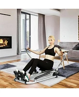 Slickblue Exercise Adjustable Double Hydraulic Resistance Rowing Machine - Black