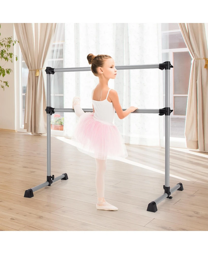 Slickblue 4 Feet Double Ballet Barre Bar with Adjustable Height