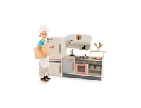 Slickblue Kids Play Kitchen Set with Realistic Range Hood and Refrigerator