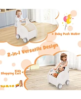 Slickblue Baby Walker Push Toy with Handle for Boys Girls of 3+ Years Old-White