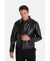 Furniq Uk Men's Leather Jacket, Nappa Black