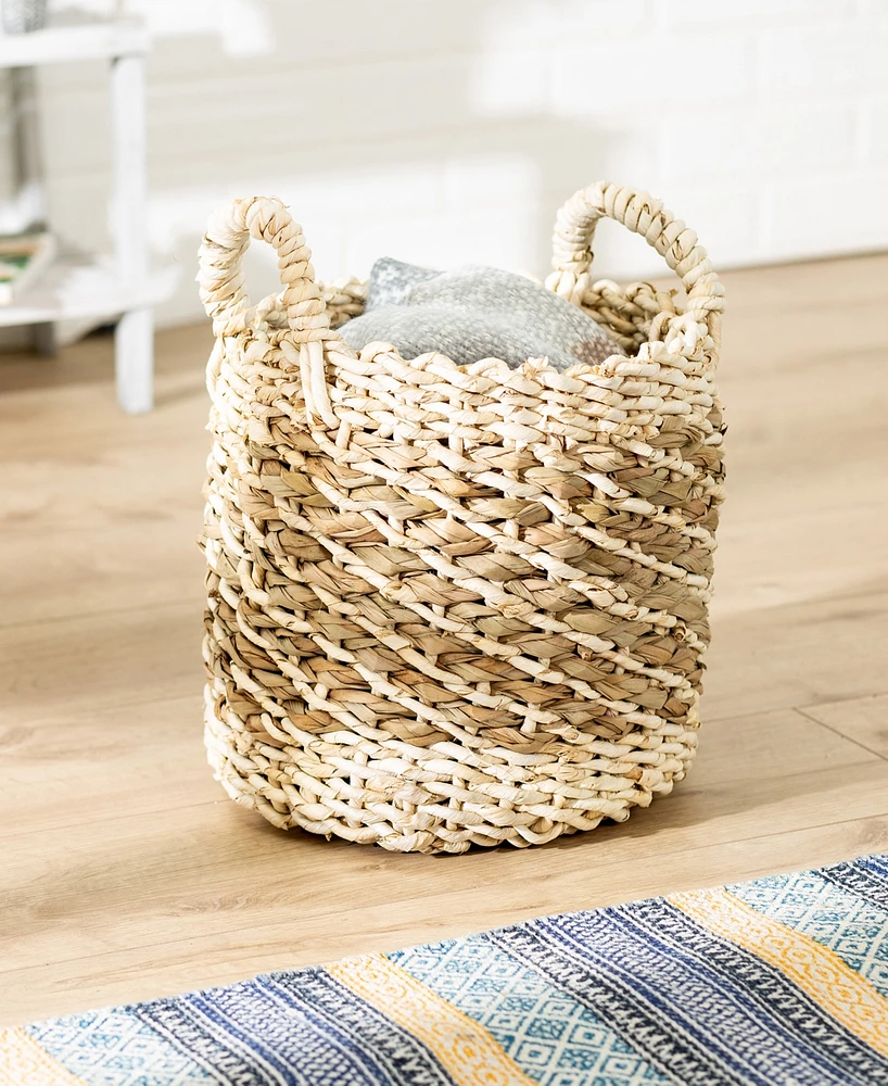 Honey Can Do Tea Stained Woven Basket with Handles