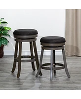 Streamdale Furniture 24" Counter Stool, Weathered Gray Finish, Charcoal Fabric Seat