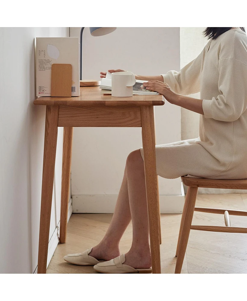 Simplie Fun Solid Wood Computer Desk - 100x50cm - Natural Oak Finish