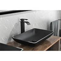 Streamdale Furniture 14.38" L -22.25" W -4-3/8 In. H Matte Shell Glass With Faucet And Pop-Up Drain In Matte Black