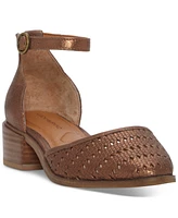 Lucky Brand Women's Maliya Crochet Woven Two-Piece Ankle-Strap Block-Heel Pumps