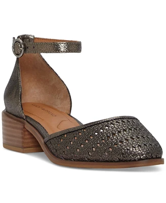 Lucky Brand Women's Maliya Crochet Woven Two-Piece Ankle-Strap Block-Heel Pumps