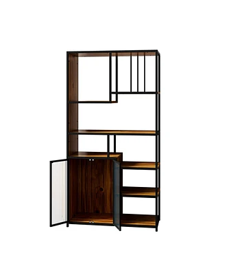 Simplie Fun Multi-use Bookshelf with Cabinet for Home Office