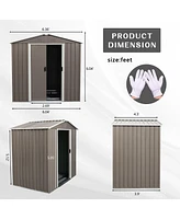 Streamdale Furniture 6FT X 5FT Outdoor Metal Storage Shed Gray