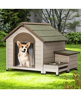 Streamdale Furniture Wood Dog House with Open Roof for Small to Medium Dogs