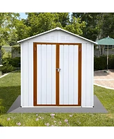 Outdoor Storage Sheds 4FTx6FT Apex Roof White+Yellow