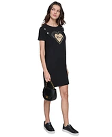 Karl Lagerfeld Paris Women's Embellished Heart T-Shirt Dress