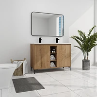 48" Freestanding Bathroom Vanity With Double Sink, Soft Closing Door Hinge