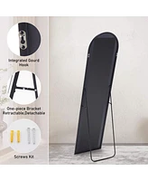 Floor Standing Mirror, Wall Mirror With Stand Aluminum Alloy Thin Frame, 21"X64",Black