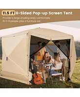 Costway 1.5 X 11.5 Ft 6-Sided Pop-up Screen House Tent With 2 Wind Panels for Camping