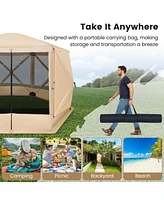 Costway 1.5 X 11.5 Ft 6-Sided Pop-up Screen House Tent With 2 Wind Panels for Camping