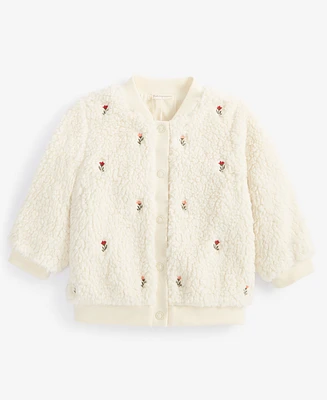 First Impressions Baby Girls Embroidered Faux-Sherpa Jacket, Created for Macy's