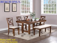 Solid Wood Bench - Natural Brown Finish, Contemporary Style