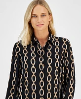 Anne Klein Women's Printed Button-Front Blouse