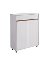 Simplie Fun Shoe Cabinet White Dark Taupe