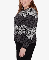 Alfred Dunner Plus Classic Geometric Ombre Scroll Top