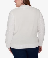 Alfred Dunner Plus Classic Chenille Diamond Stitch Turtleneck Sweater