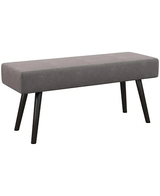 Homcom 39" End of Bed Bench Upholstered Entryway Bench with Steel Leg Gray