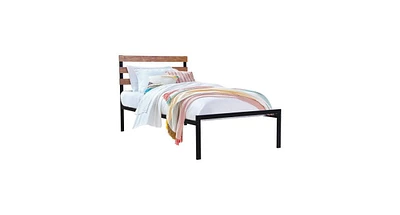 Slickblue Metal Bed Frame Foundation with Headboard-Twin Size