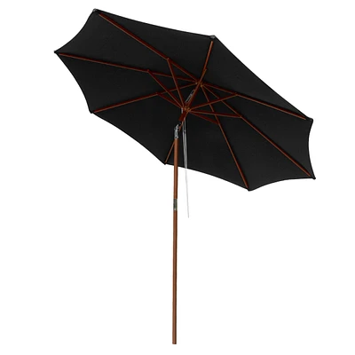 Yescom 9 Ft Wooden Patio Umbrella 8 Ribs Easy Tilt Table Parasol Outdoor Garden Yard