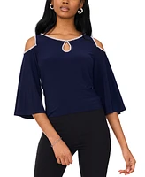 Msk Women's Cold-Shoulder Rhinestone-Trim Top