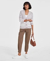 On 34th Womens V Neck Striped Cardigan Tapered Ankle Length Cargo Pants Dyanne Saddle Bag Created For Macys