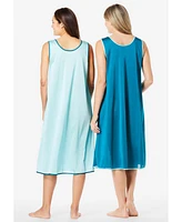 Only Necessities Women's Plus 2-Pack Sleeveless Nightgown