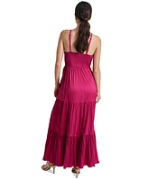 Dkny Women's Sleeveless Tiered Pleated Halter-Neck Dress