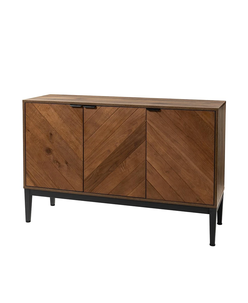 Hulala Home Baez Modern Storage Cabinet with Herringbone Patterns