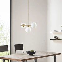 Streamdale Furniture Aurelia 3-Light Chandelier With Frosted Glass Globe Bulbs