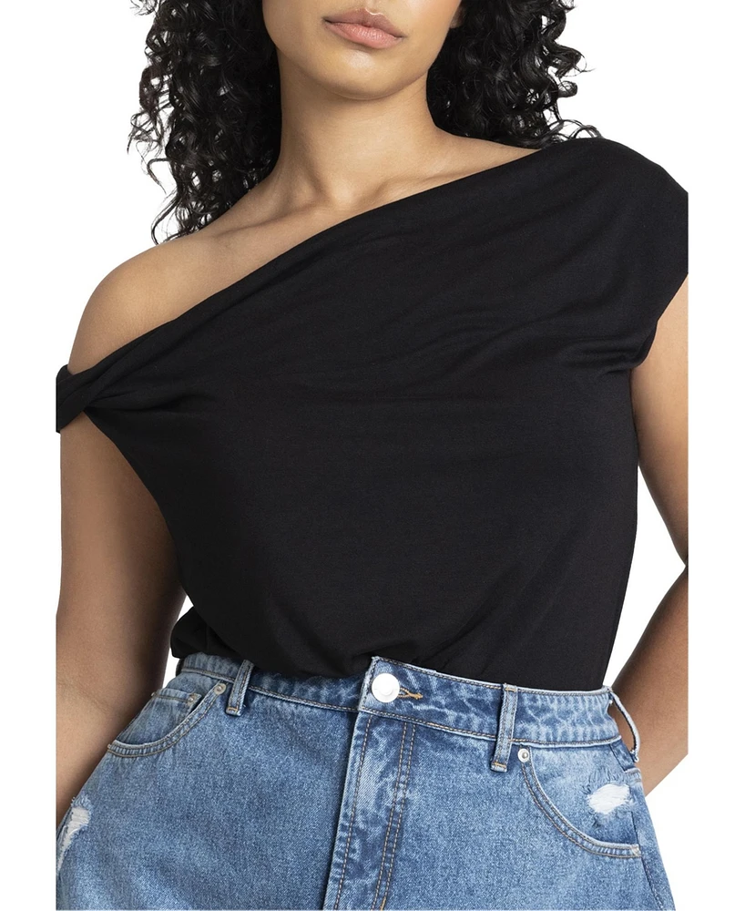 Eloquii Plus Asym Twist Sleeve Top