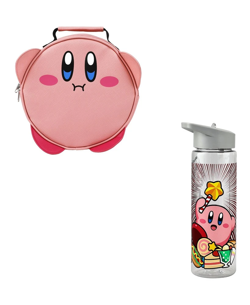 Kirby Main Character Design 2-Pack Lunch Bag and 24 Oz. Plastic Water Bottle Set