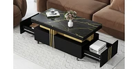 Modern Marble Top Coffee Table With Caster Wheels